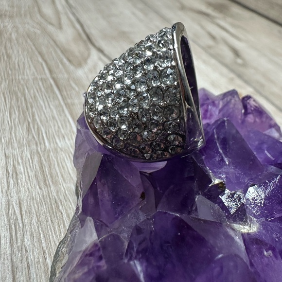 Silver Colored Rhinestone Ring - Picture 2 of 7